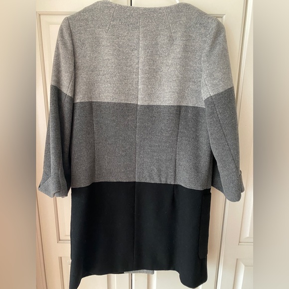 Colorblock wool coat Jacket Grey/black. Size S. cleaned professionally - Picture 3 of 12
